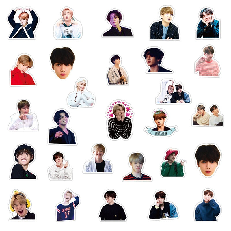 10/30/50Pcs/set Bangtan Boys Stickers KPOP Stars Stickers Idols Cute Photos Toys Stickers For Skateboard Suitcase Laptop