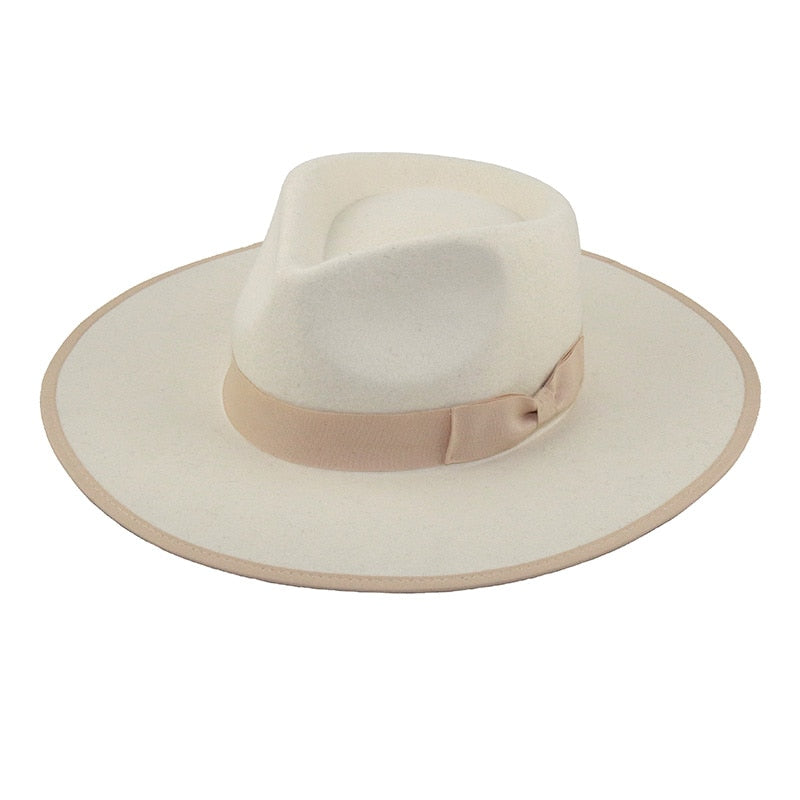 Fashion Women Fedora Sun Hats Party Wool Hat Ladies Wide Brim Church Hats Derby White Holiday Beach Hat Wholesale